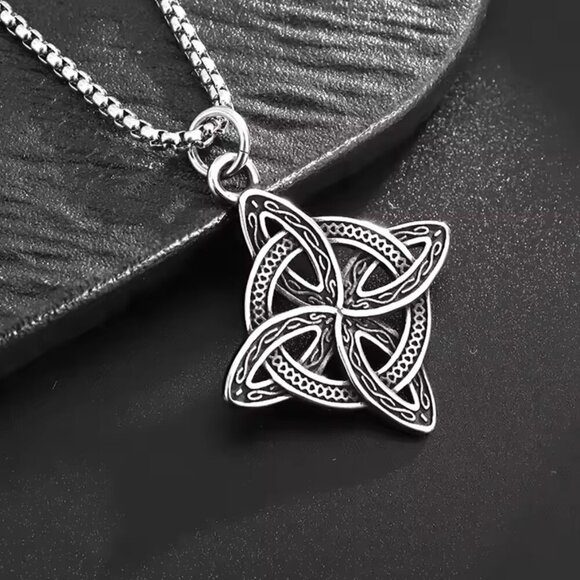 Stainless Steel Celtic Knot Pendant Necklace - Etched Design #1521 - Picture 1 of 7
